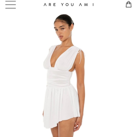 ARE YOU AM I White Plunge Sleeveless Mini Dress - Picture 8 of 12